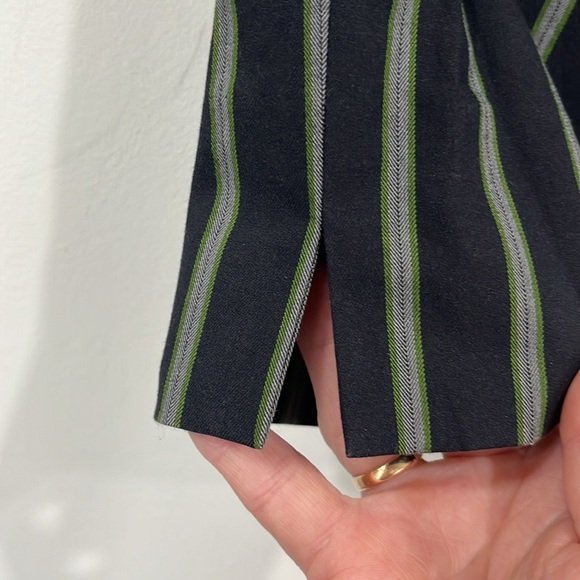 Diane Von Furstenberg Aisha Bermuda Cotton Striped Pant Black Green size 4 - Picture 3 of 10